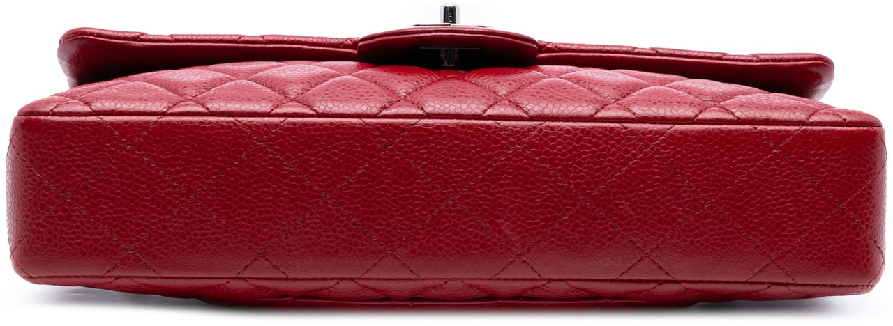 Chanel Classic Caviar East West Single Flap Rood