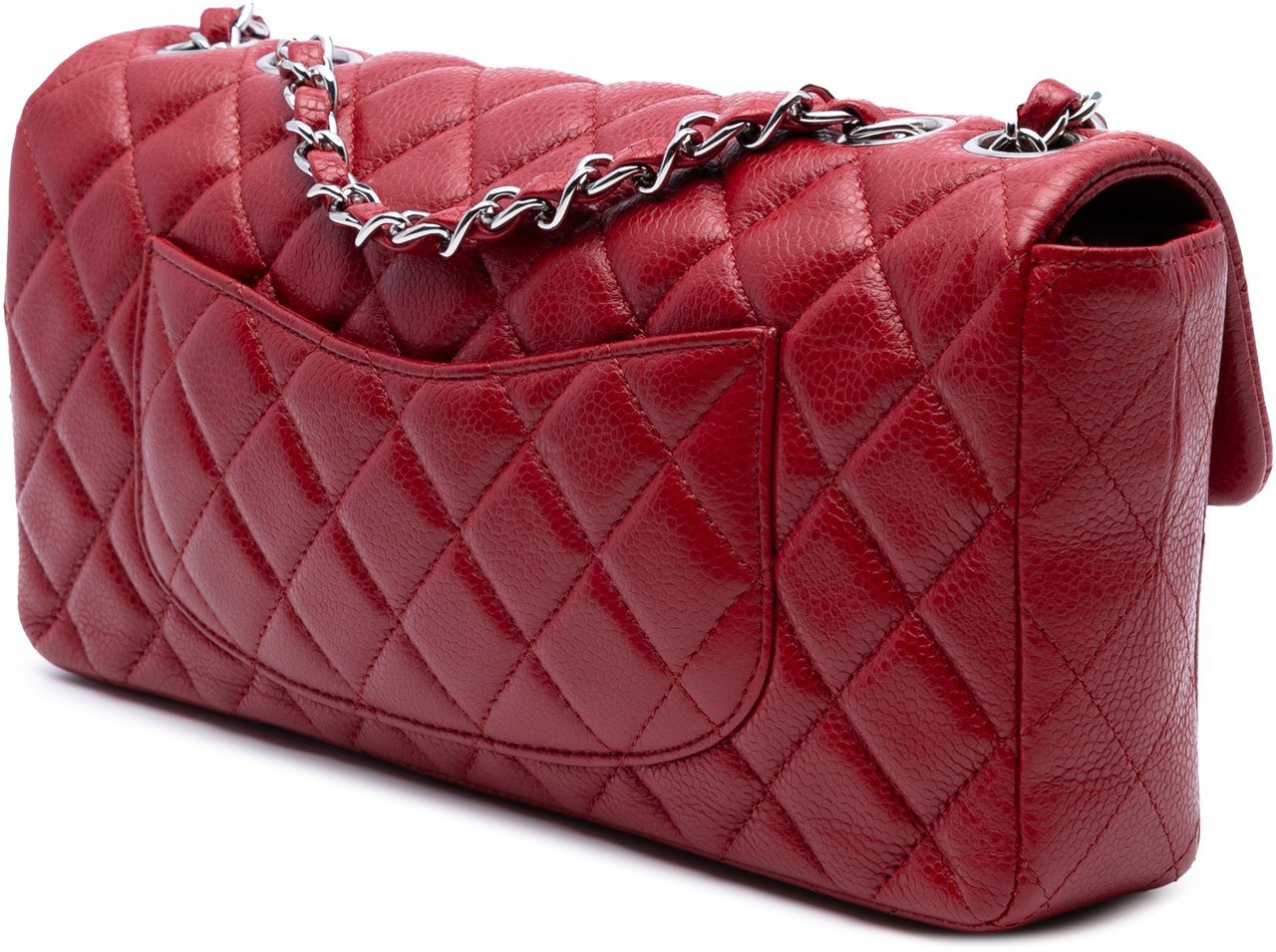 Chanel Classic Caviar East West Single Flap Rood