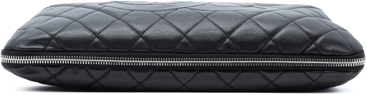 Chanel CC Quilted Caviar Expandable Tote Zwart