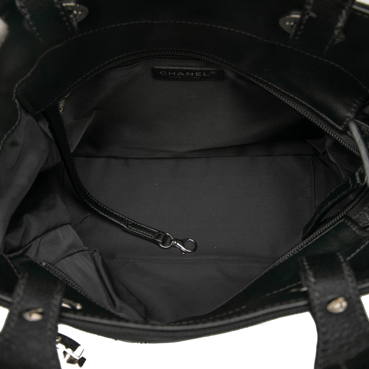 Chanel Small Quilted Coated Canvas Paris Biarritz Tote Zwart