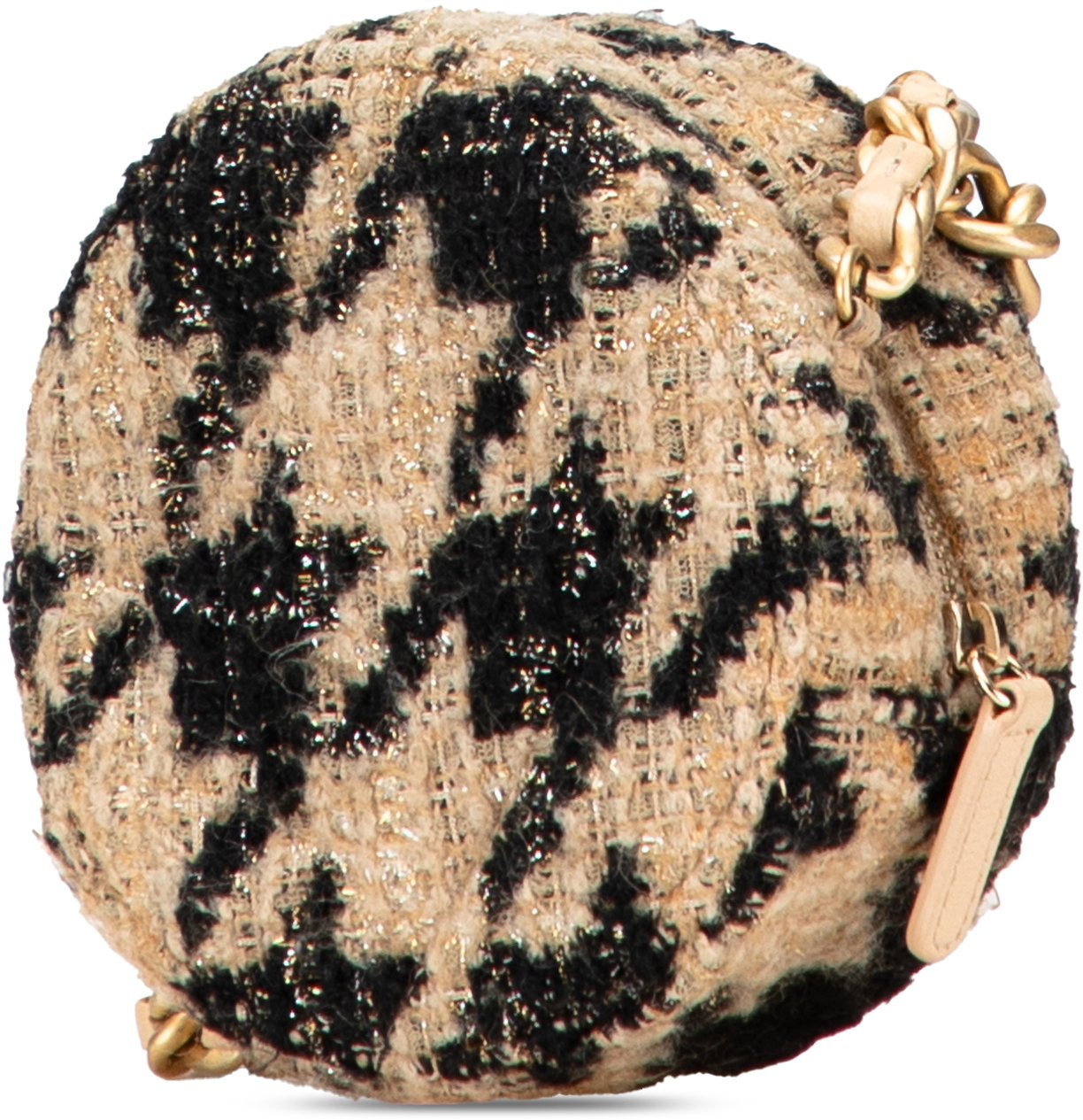 Chanel Tweed 19 Round Clutch with Chain and Coin Purse Bruin