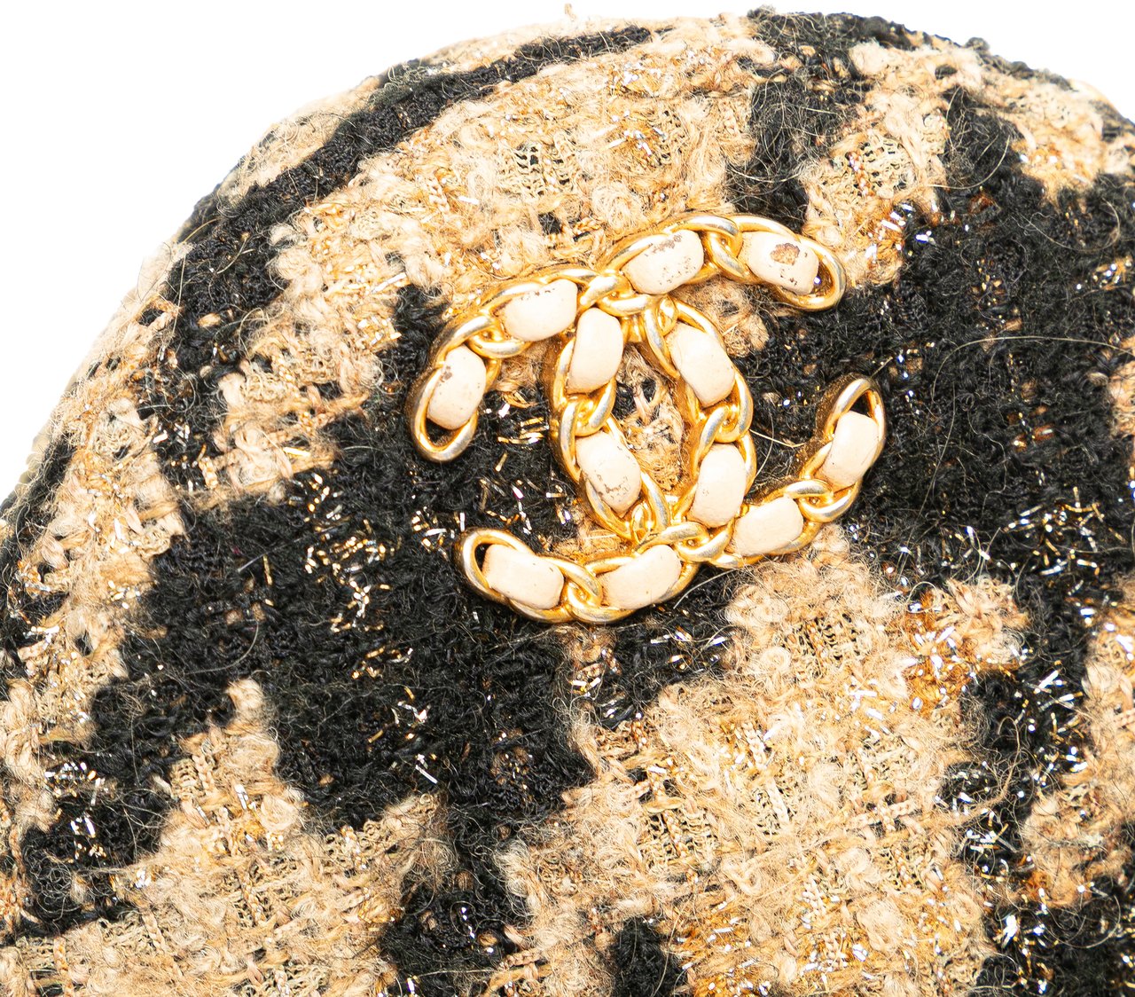 Chanel Tweed 19 Round Clutch with Chain and Coin Purse Bruin