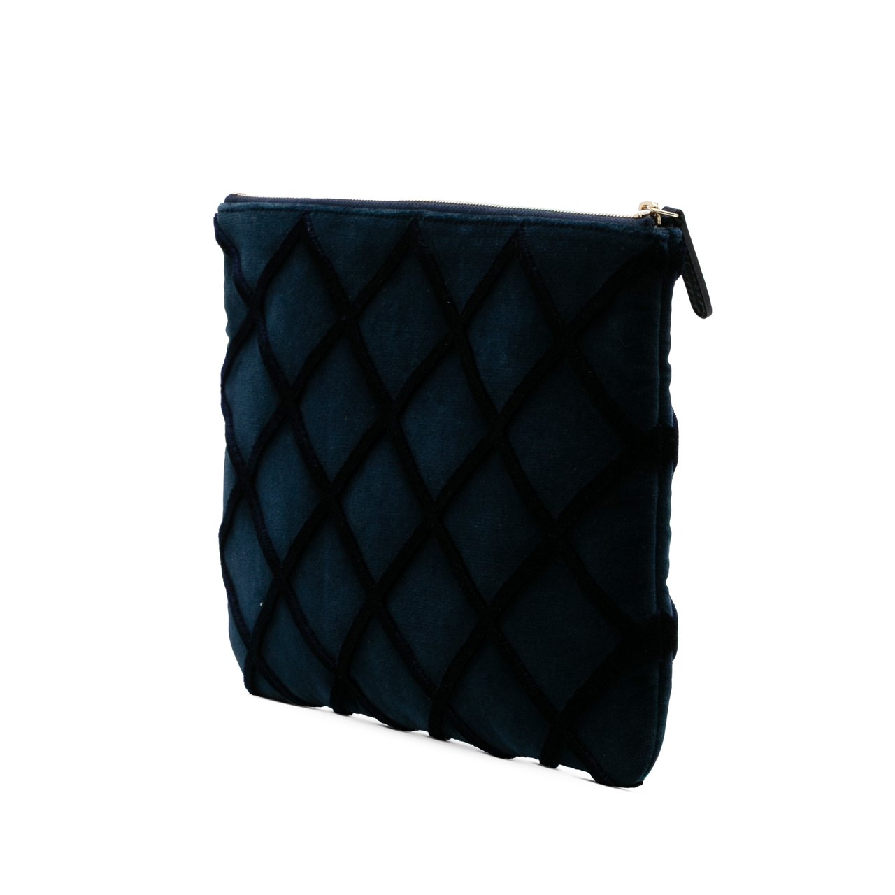 Chanel Medium CC Quilted Velvet O Case Clutch Blauw