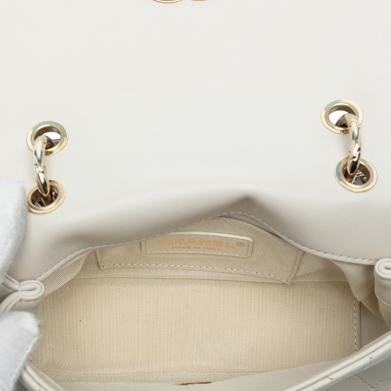 Chanel Medium Lambskin Twist Chain Enamel CC Flap Wit