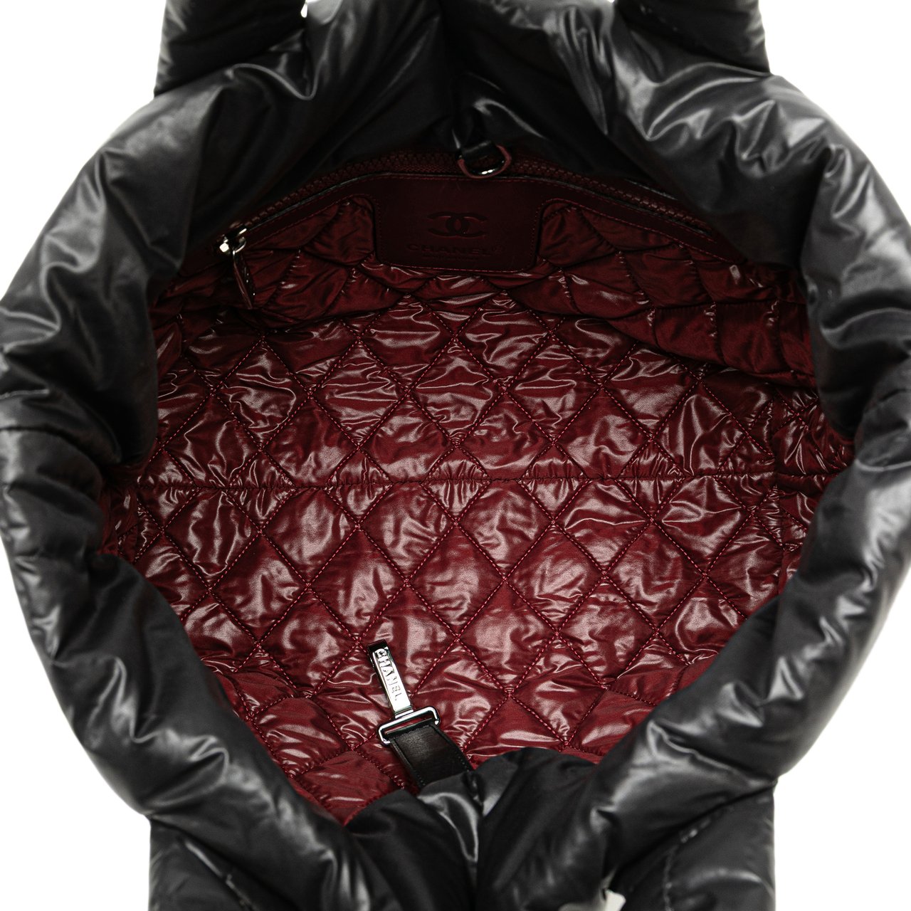 Chanel Small Quilted Nylon Coco Cocoon Tote Zwart