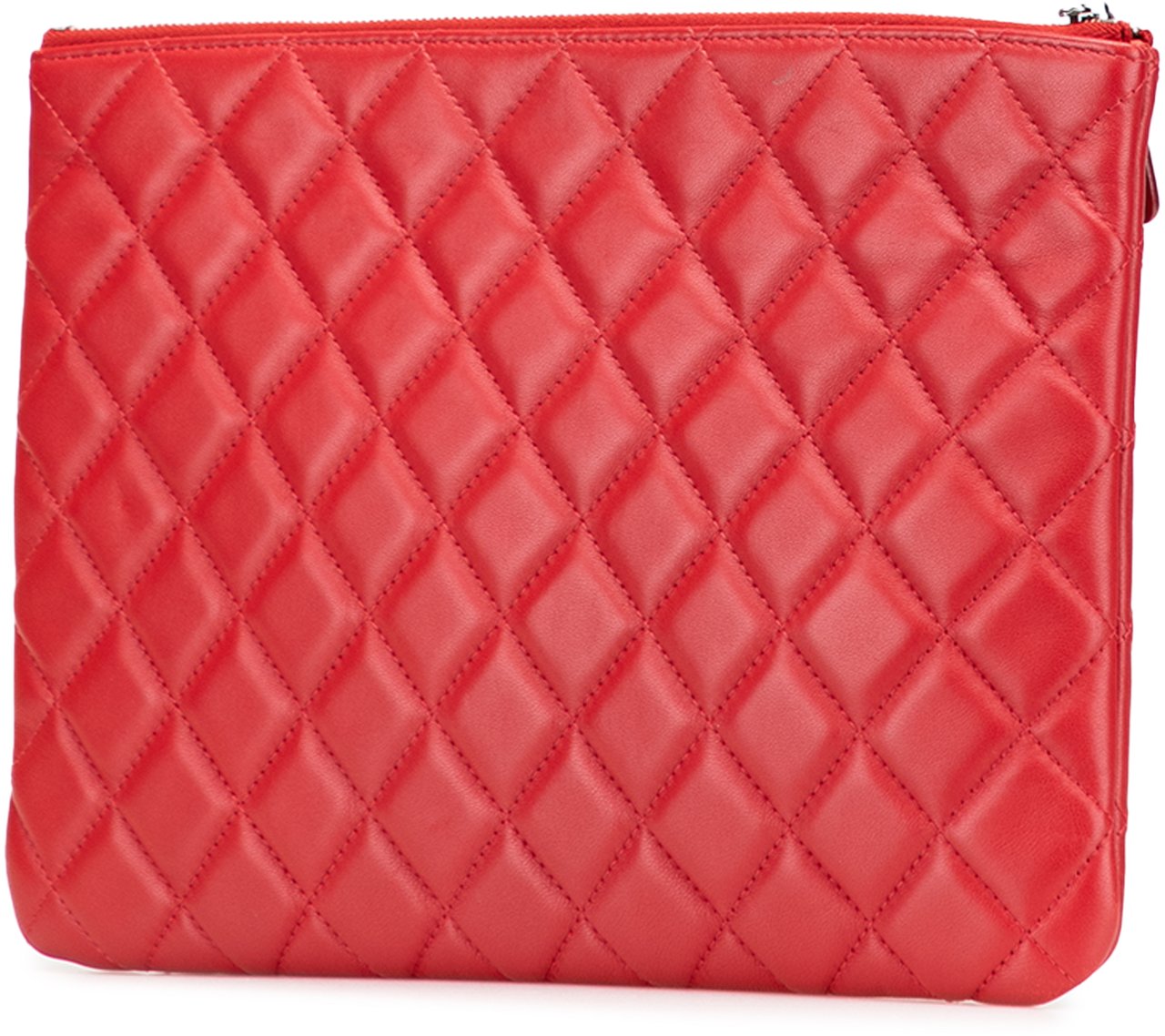 Chanel Medium Quilted Lambskin O Case Clutch Rood