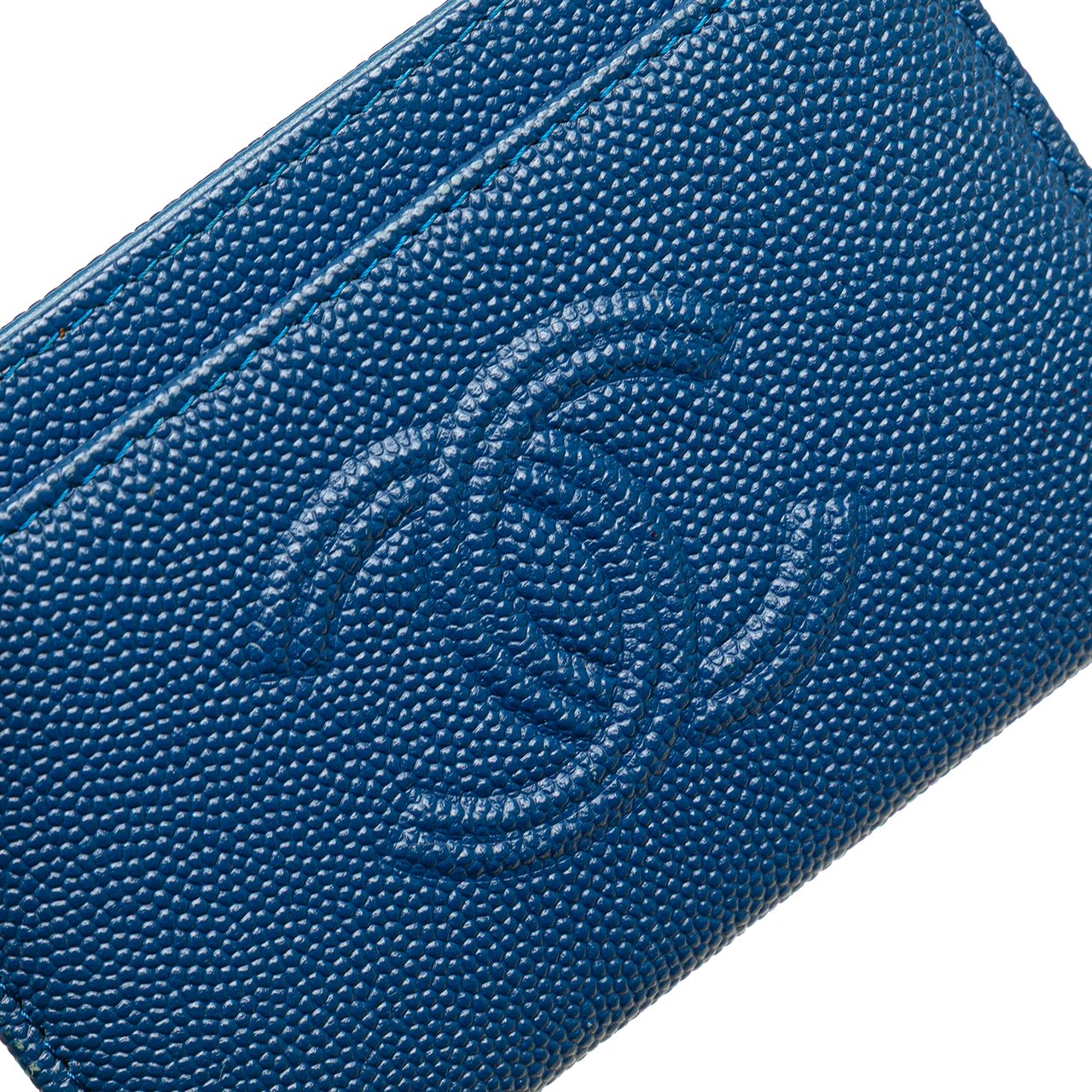 Chanel CC Caviar Card Holder Blauw