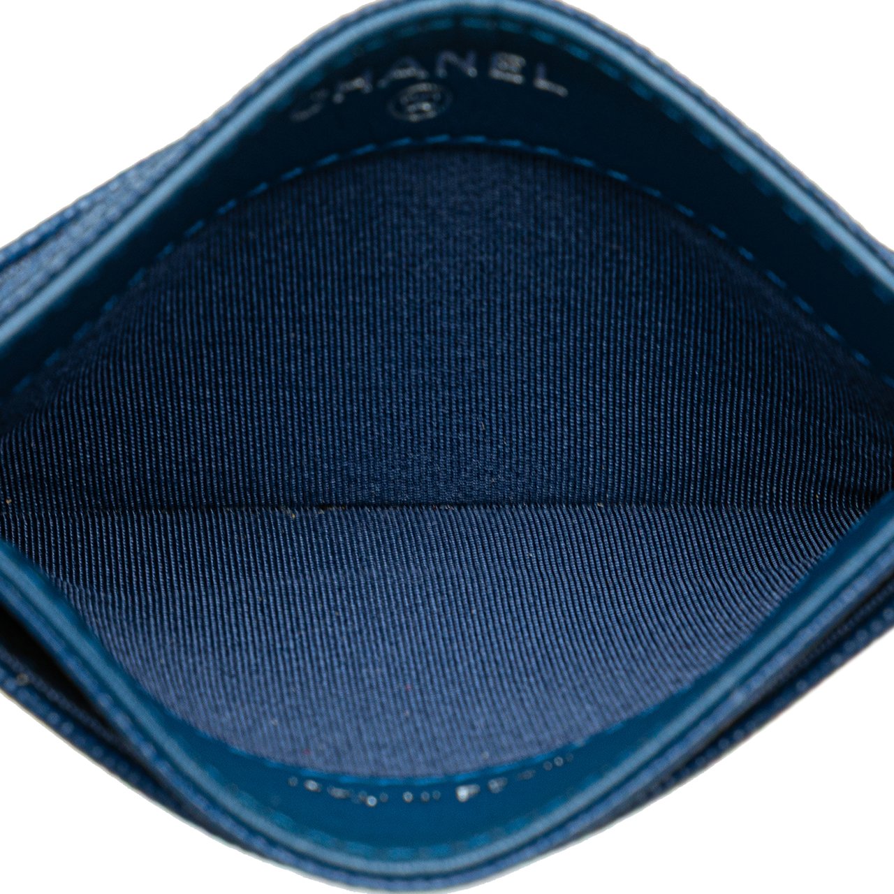 Chanel CC Caviar Card Holder Blauw