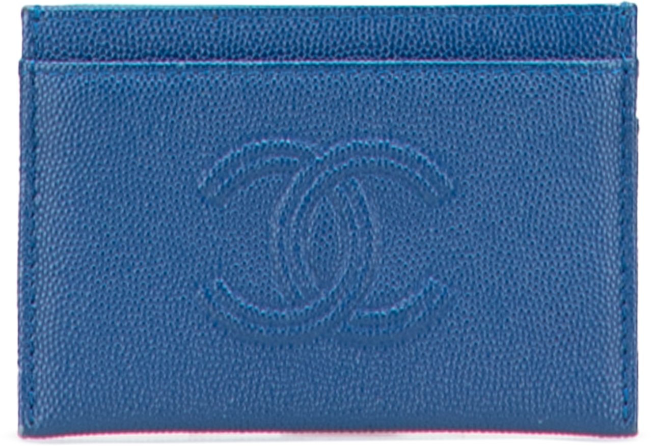 Chanel CC Caviar Card Holder Blauw