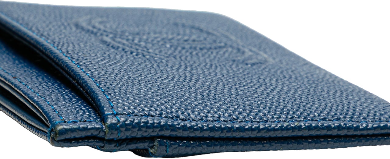 Chanel CC Caviar Card Holder Blauw