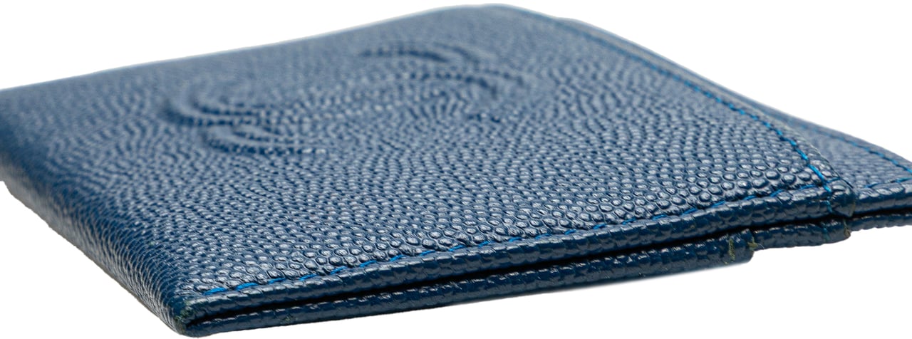 Chanel CC Caviar Card Holder Blauw
