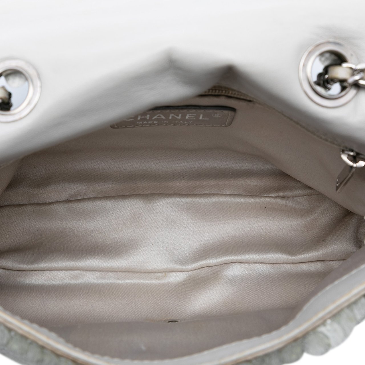 Chanel Small Paillettes Sequin Single Flap Zilver