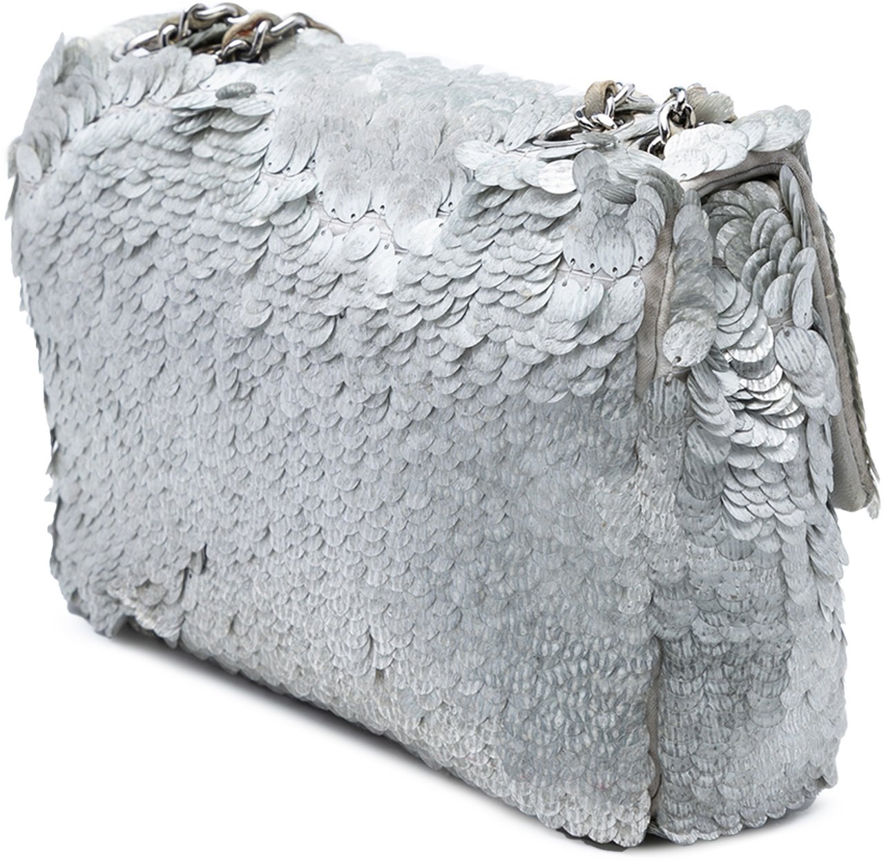 Chanel Small Paillettes Sequin Single Flap Zilver