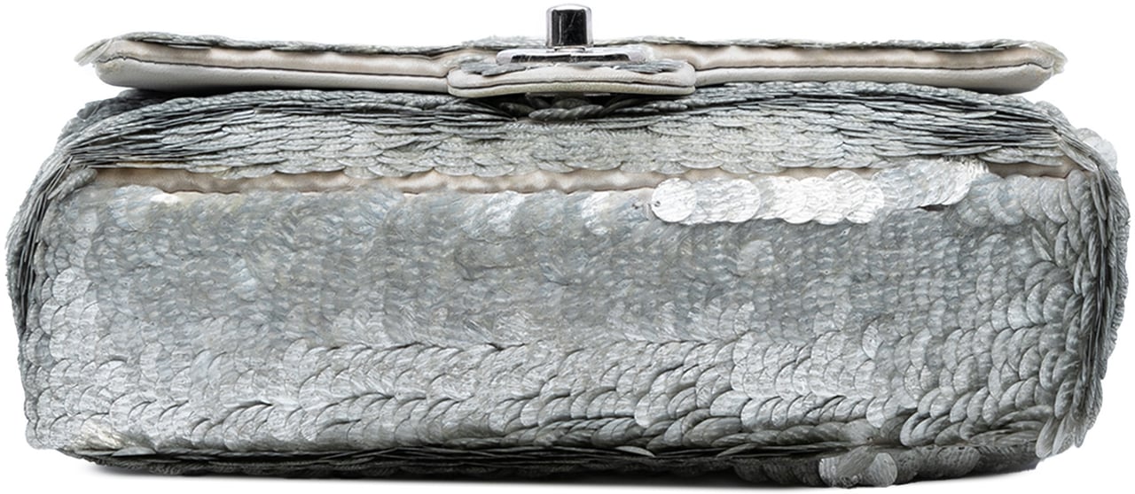 Chanel Small Paillettes Sequin Single Flap Zilver