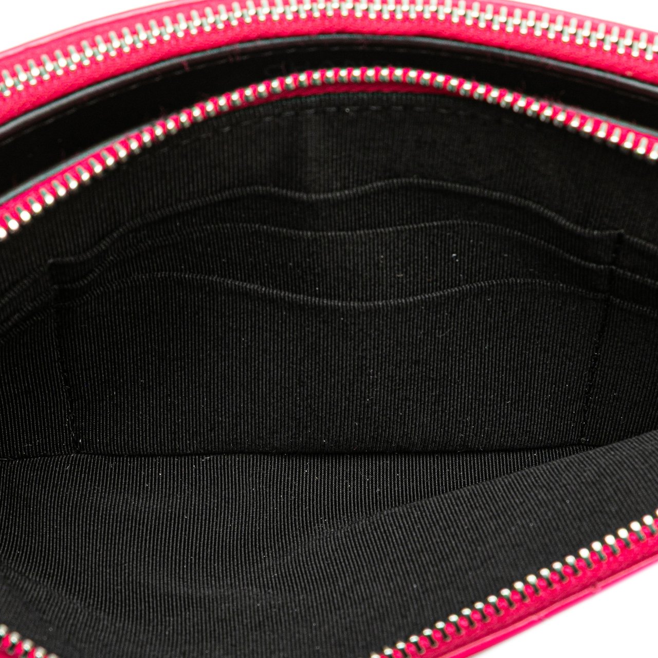 Chanel Bicolor Patent Double Zip Wallet on Chain Roze