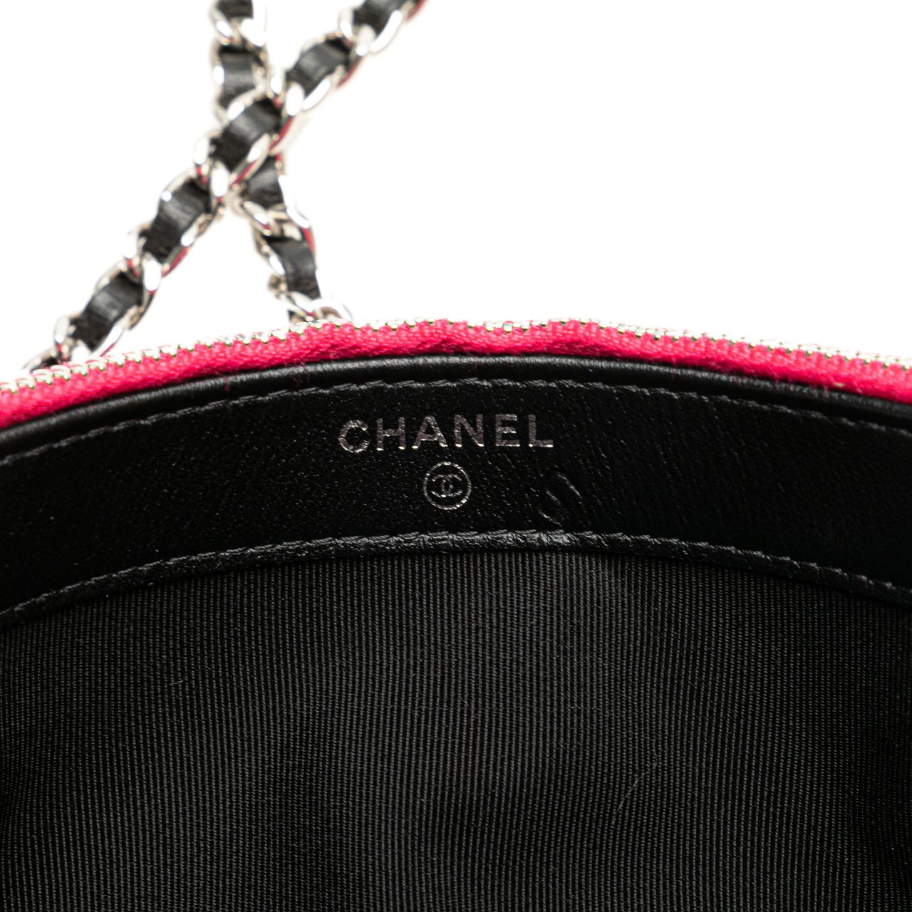 Chanel Bicolor Patent Double Zip Wallet on Chain Roze