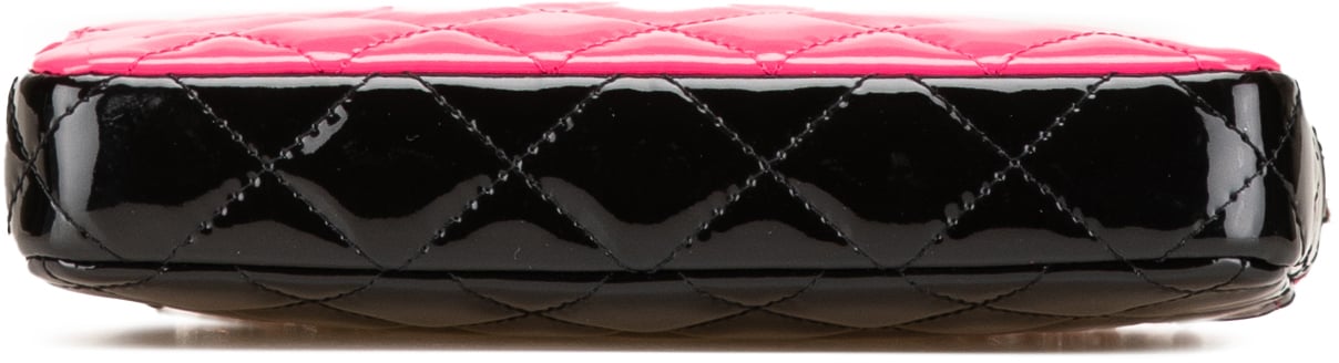 Chanel Bicolor Patent Double Zip Wallet on Chain Roze