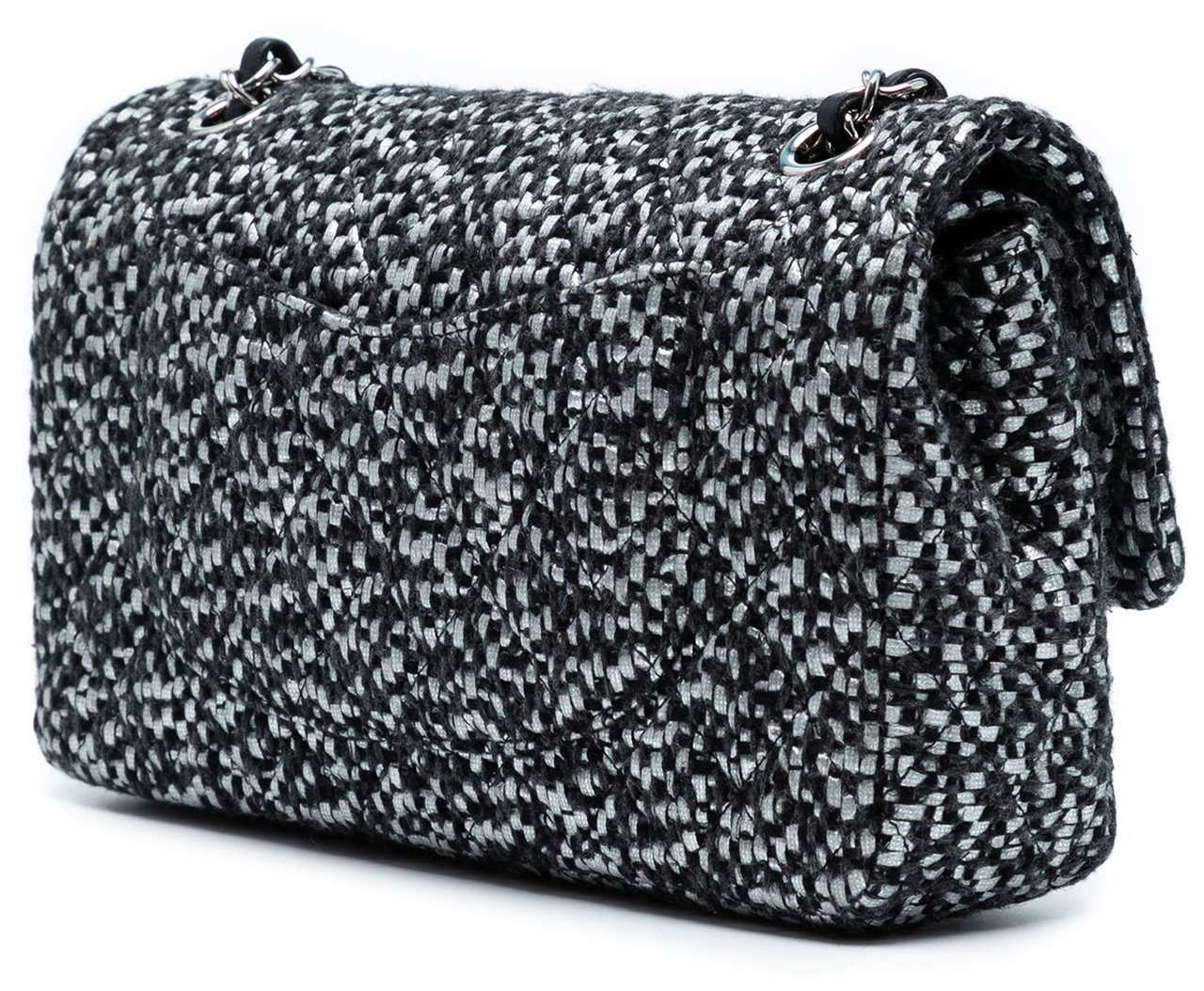 Chanel Medium Classic Tweed Double Flap Zwart