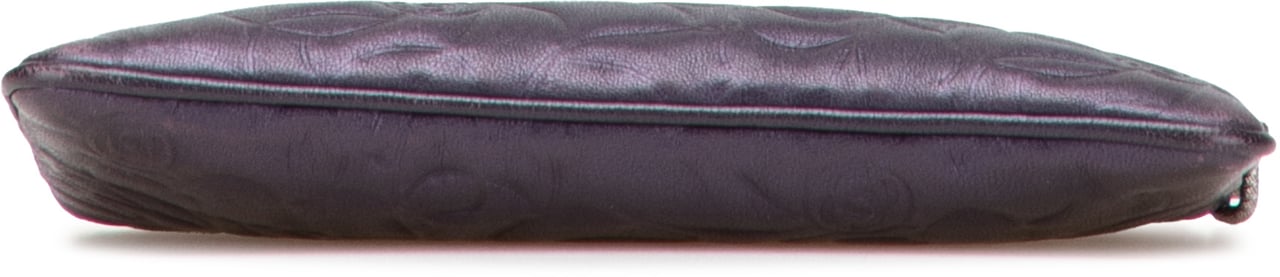 Chanel Embossed Lambskin Camellia Chain Pochette Paars