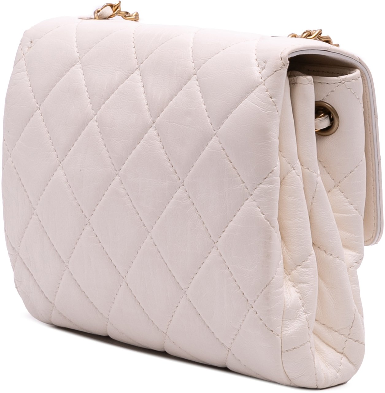 Chanel CC Quilted Aged Calfskin Accordion Flap Wit