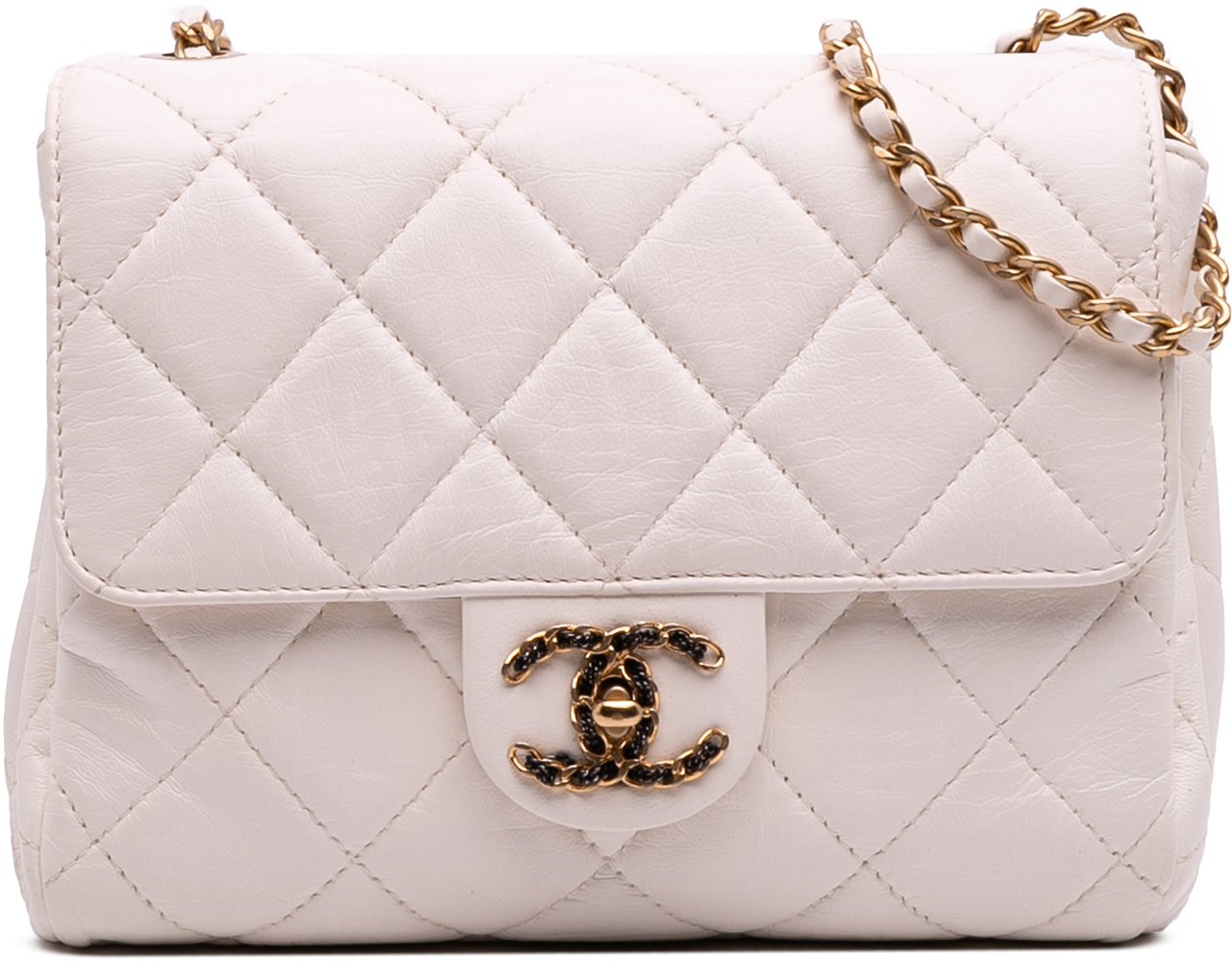 Chanel CC Quilted Aged Calfskin Accordion Flap Wit