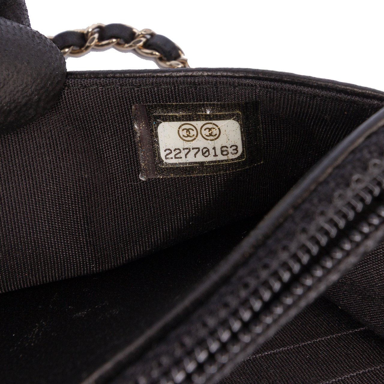 Chanel CC Studded Lambskin Wallet on Chain Zwart