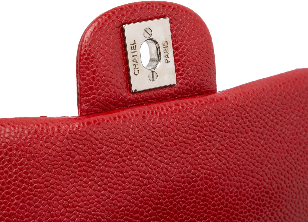 Chanel Mini Square Classic Caviar Single Flap Rood