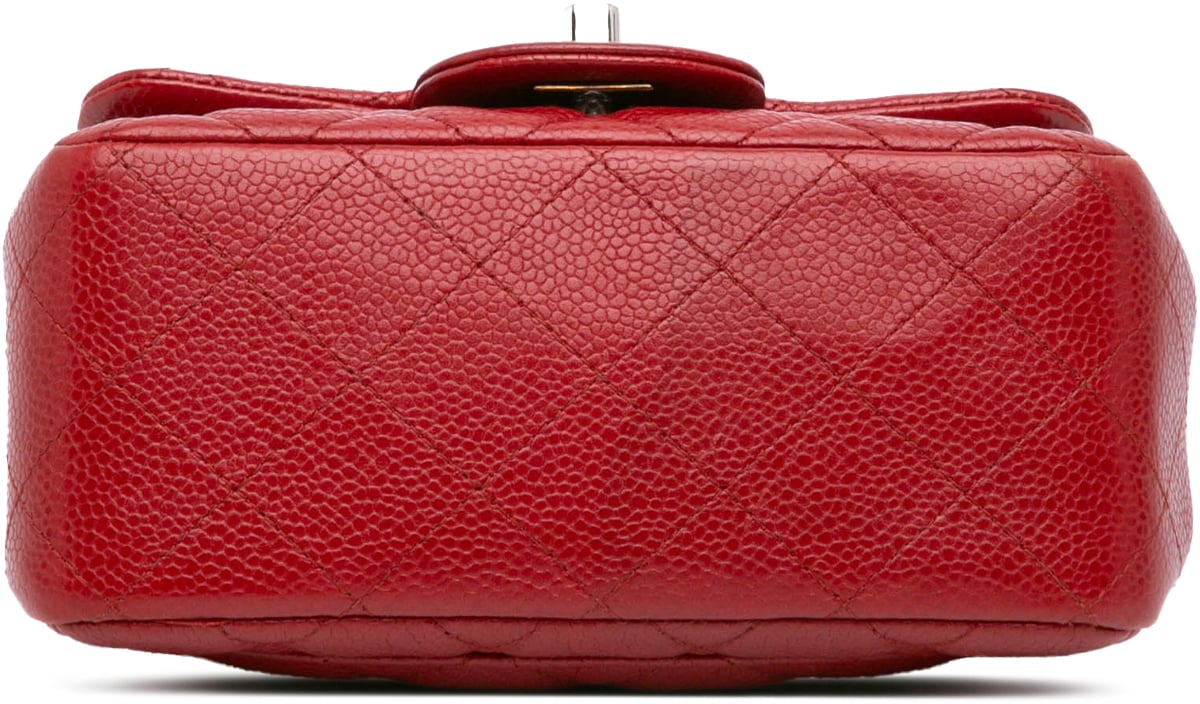 Chanel Mini Square Classic Caviar Single Flap Rood