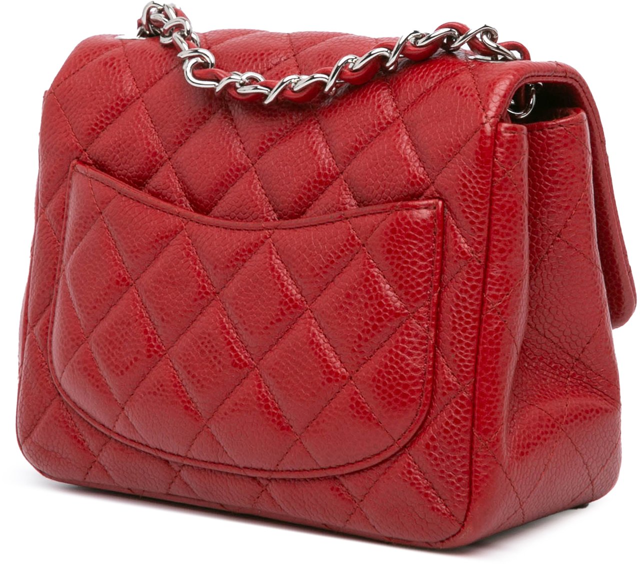 Chanel Mini Square Classic Caviar Single Flap Rood