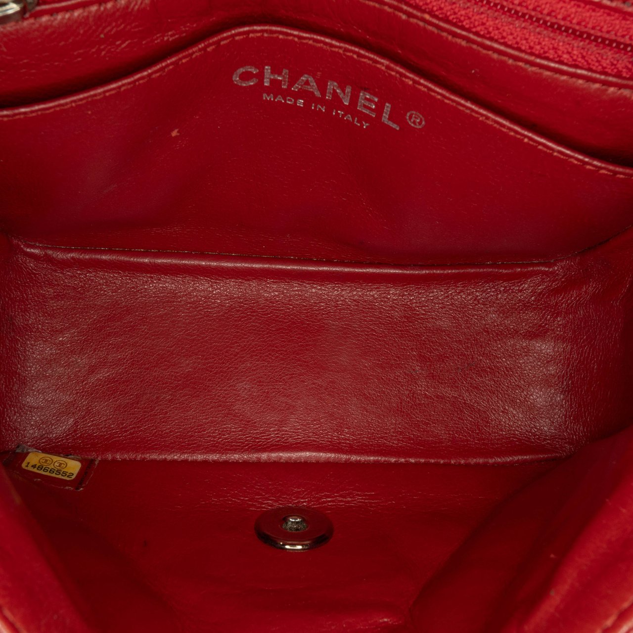 Chanel Mini Square Classic Caviar Single Flap Rood