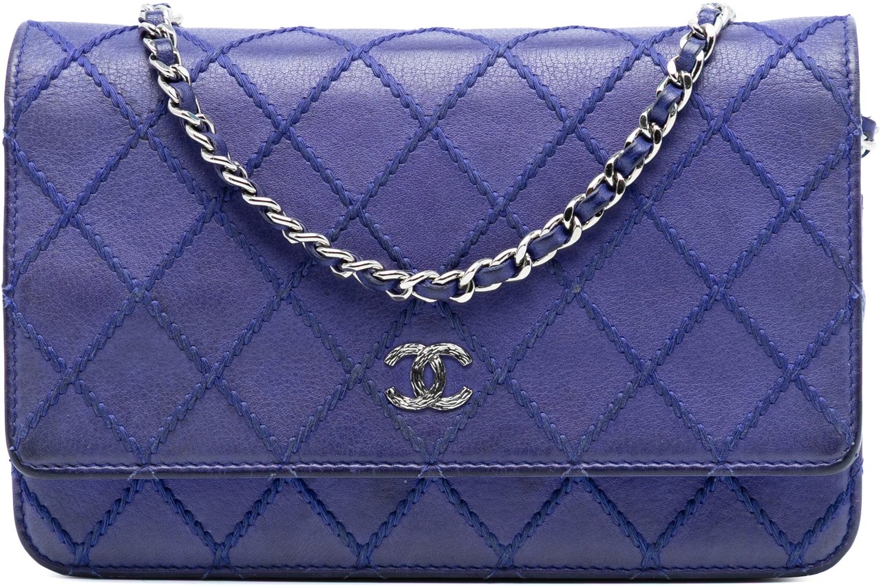 Chanel CC Quilted Calfskin Fancy Wallet On Chain Blauw