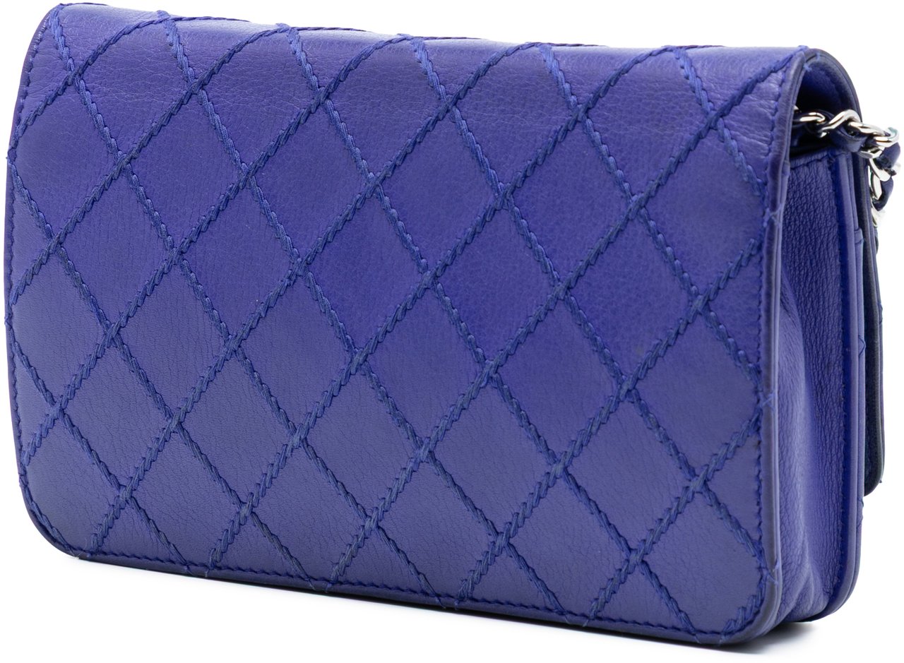 Chanel CC Quilted Calfskin Fancy Wallet On Chain Blauw