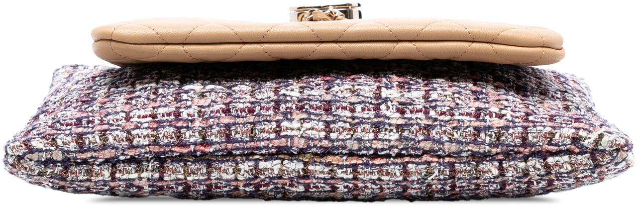 Chanel Quilted Lambskin and Tweed Double Case with Chain Bruin