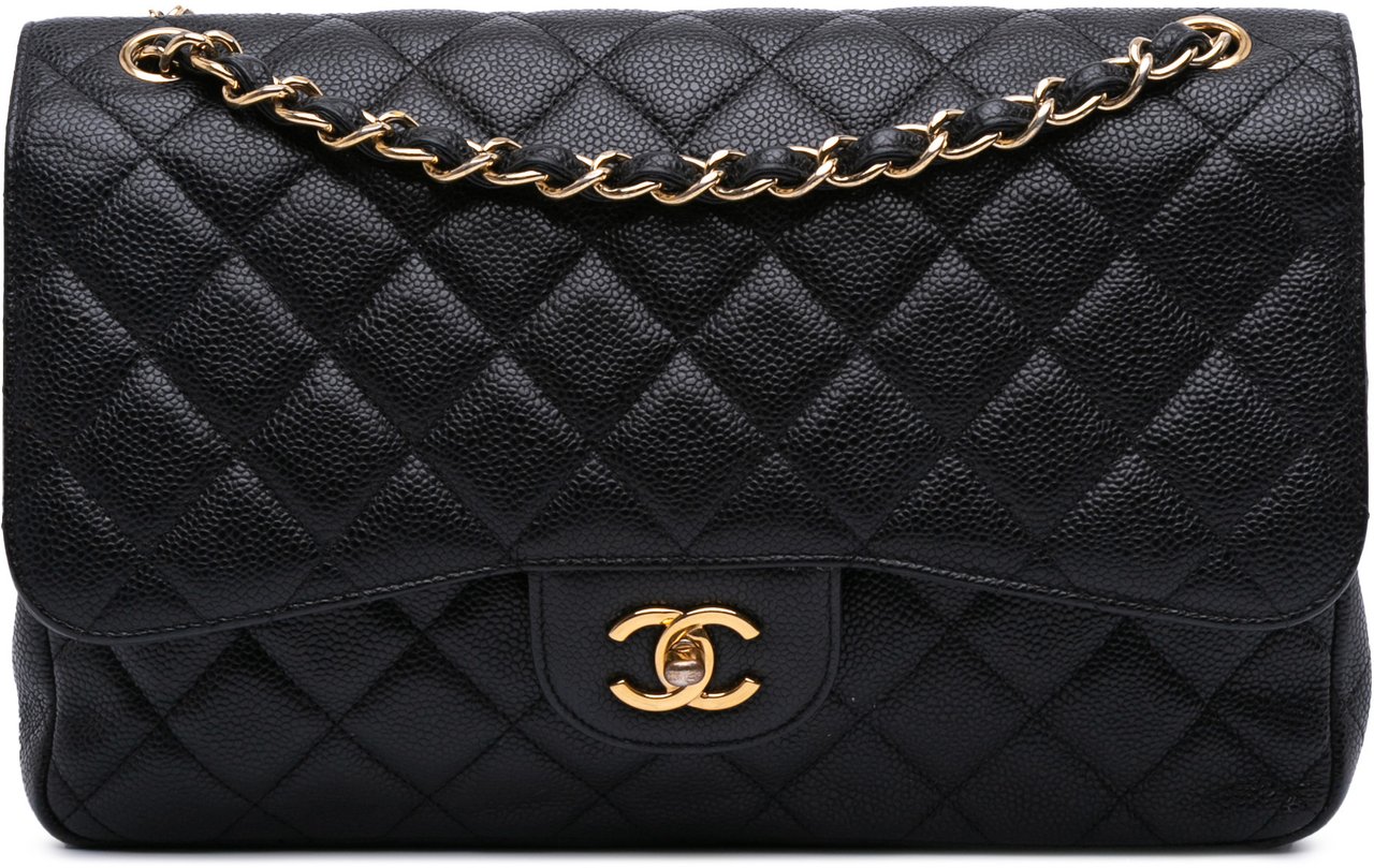 Chanel Jumbo Classic Caviar Double Flap Zwart