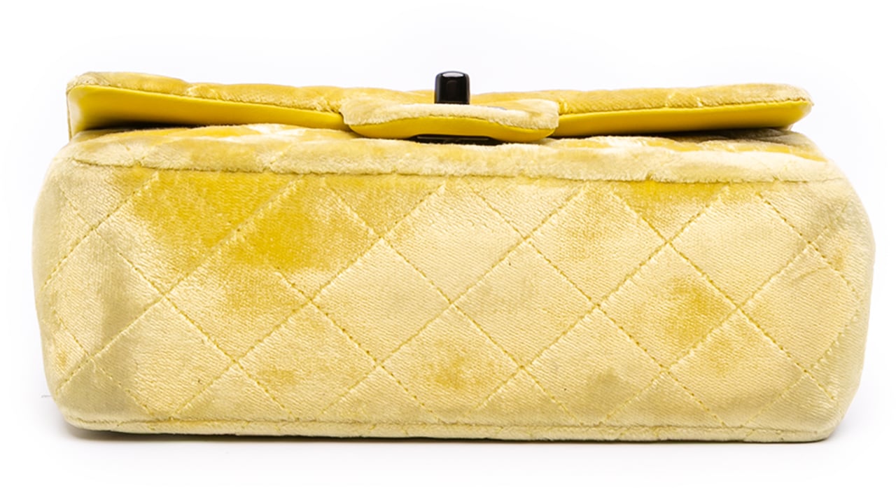 Chanel Mini Rectangular Classic Velvet Single Flap Geel