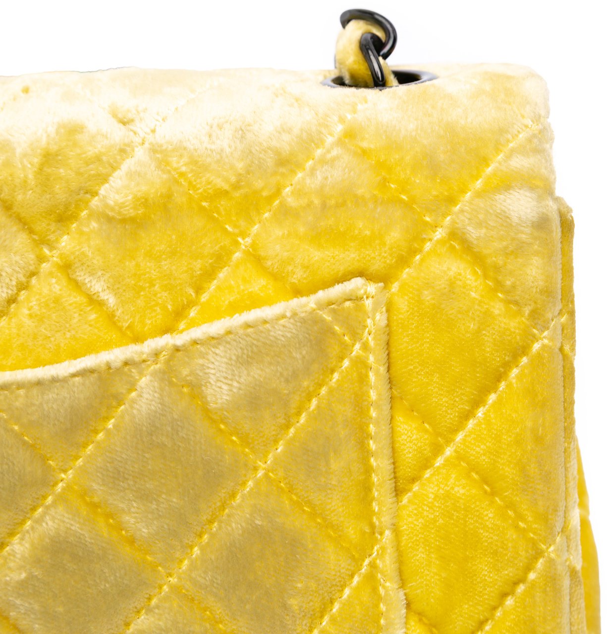 Chanel Mini Rectangular Classic Velvet Single Flap Geel
