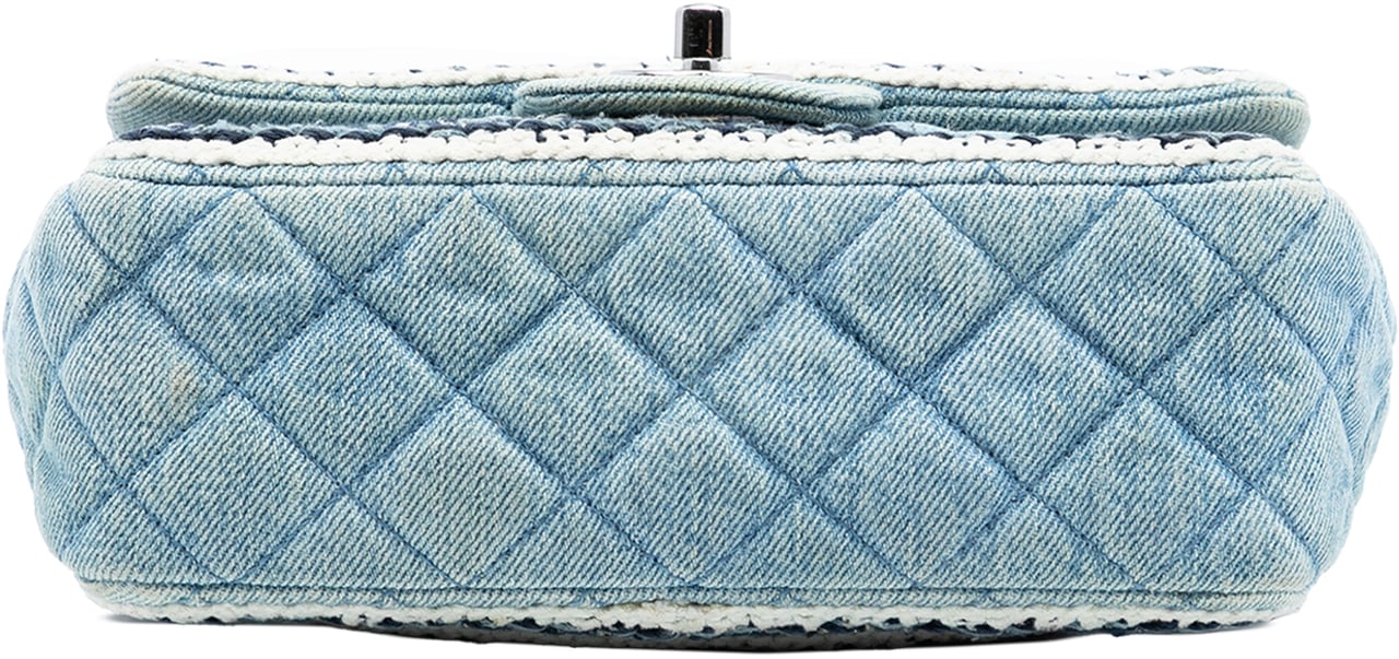 Chanel Mini Rectangular Classic Denim Braided Single Flap Blauw