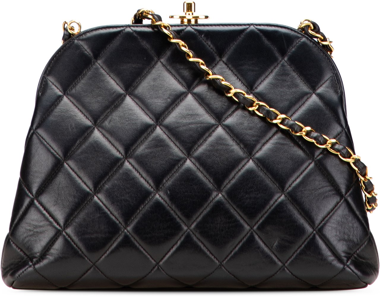 Chanel Quilted Lambskin Frame Chain Crossbody Zwart
