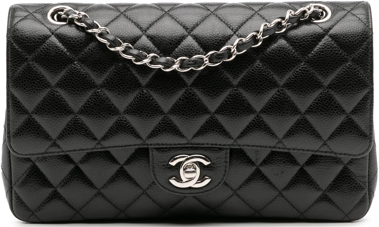 Chanel Medium Classic Caviar Double Flap Zwart