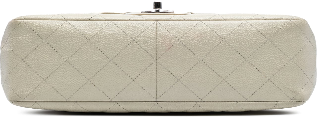 Chanel Jumbo Classic Caviar Bijoux Chain Single Flap Wit