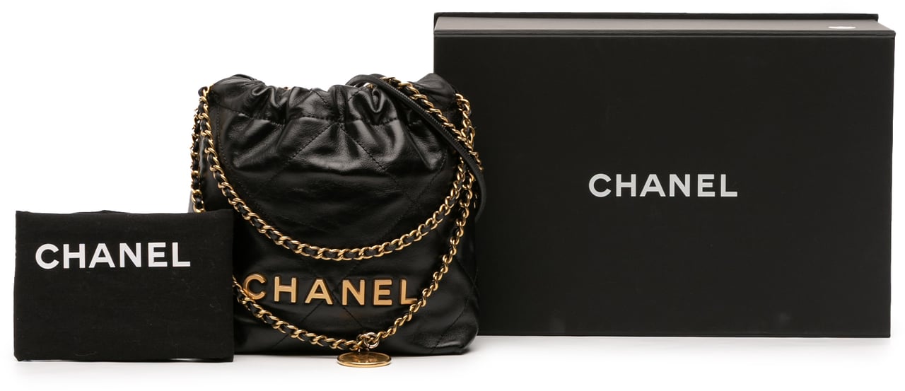 Chanel Mini Shiny Calfskin 22 Handbag Zwart
