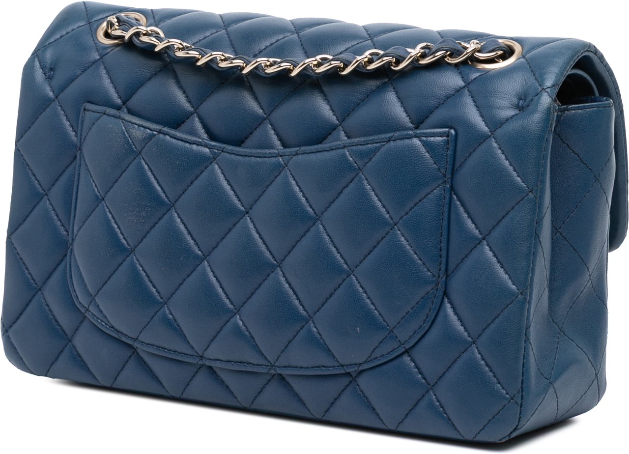 Chanel Small Classic Lambskin Double Flap Blauw