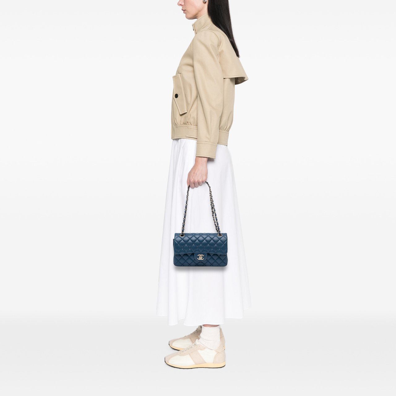 Chanel Small Classic Lambskin Double Flap Blauw