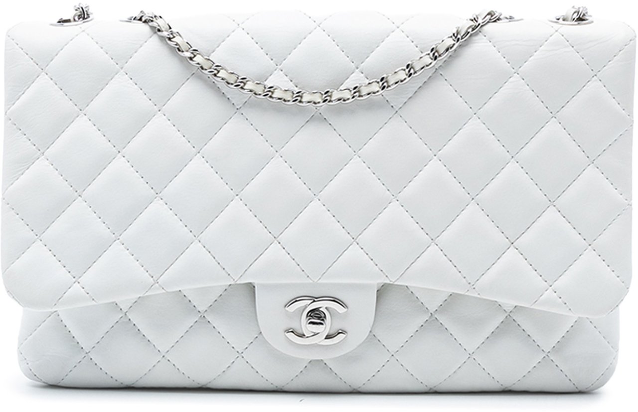 Chanel Jumbo Quilted Lambskin 3 Accordion Flap Wit