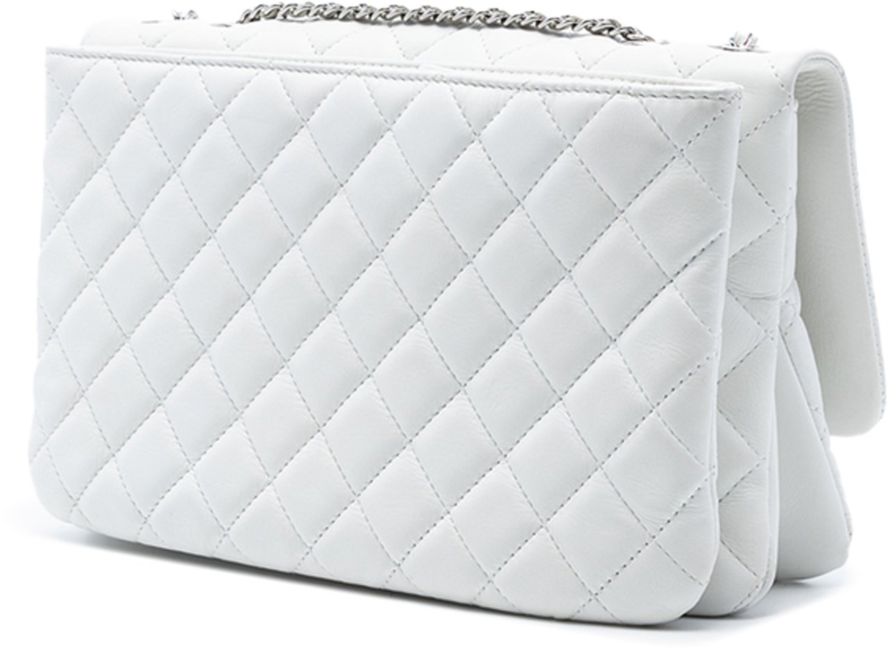 Chanel Jumbo Quilted Lambskin 3 Accordion Flap Wit