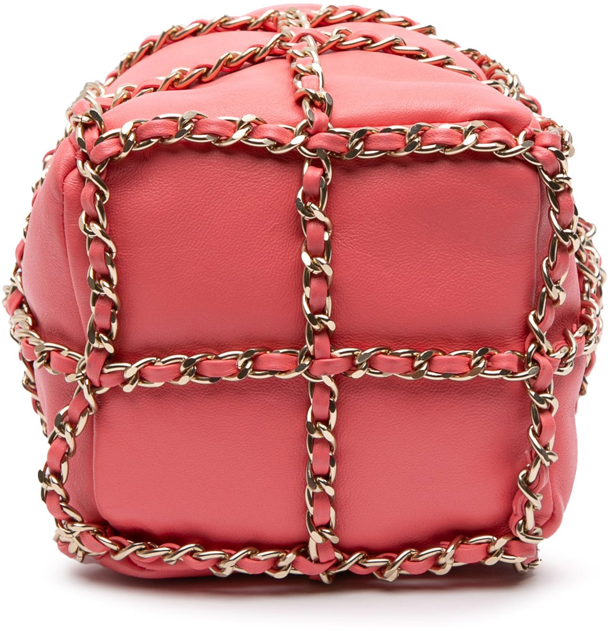 Chanel Lambskin CC Chain Frame Drawstring Bucket Bag Roze