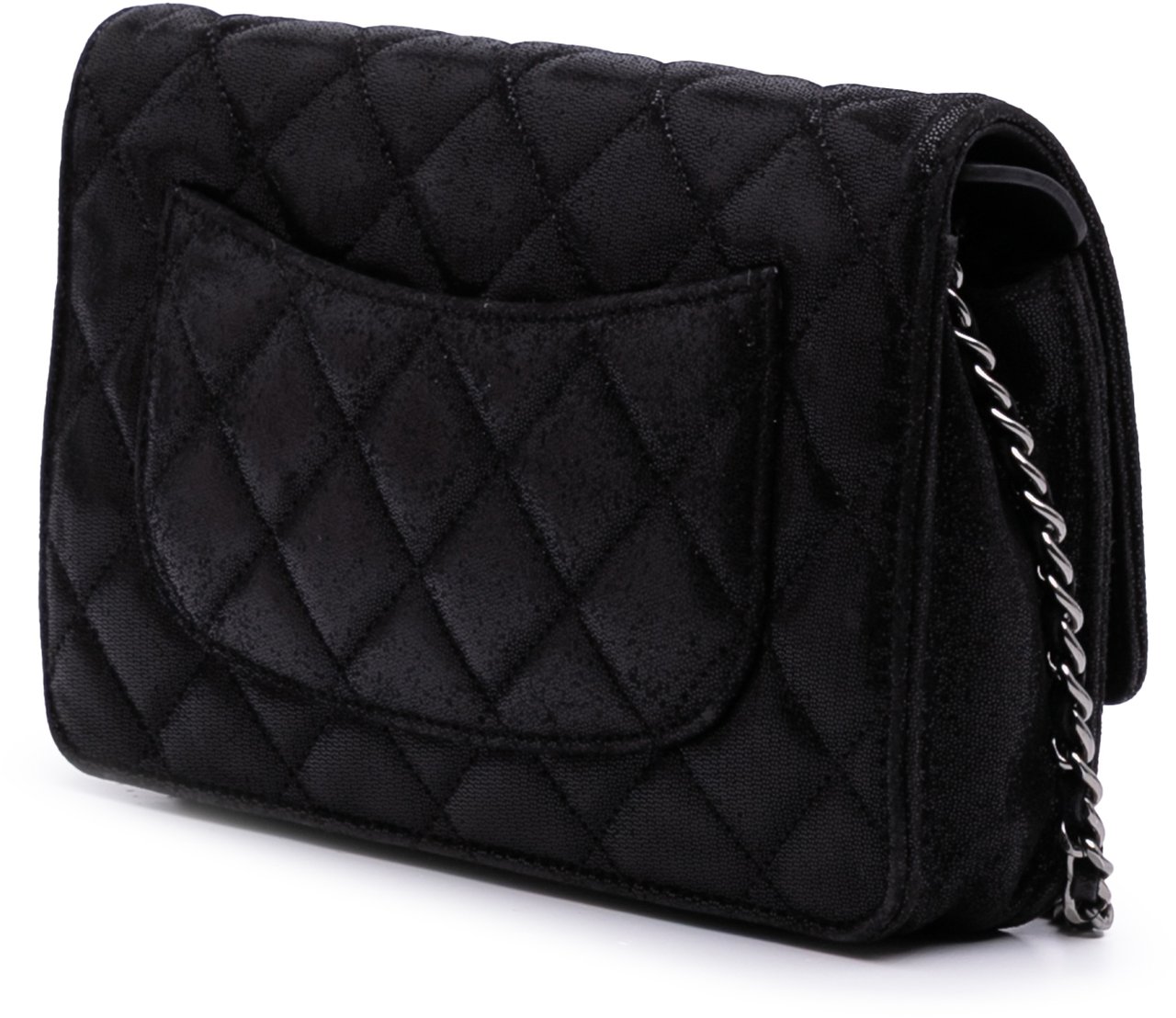 Chanel Sequined Goatskin CC Crystal Wallet On Chain Zwart