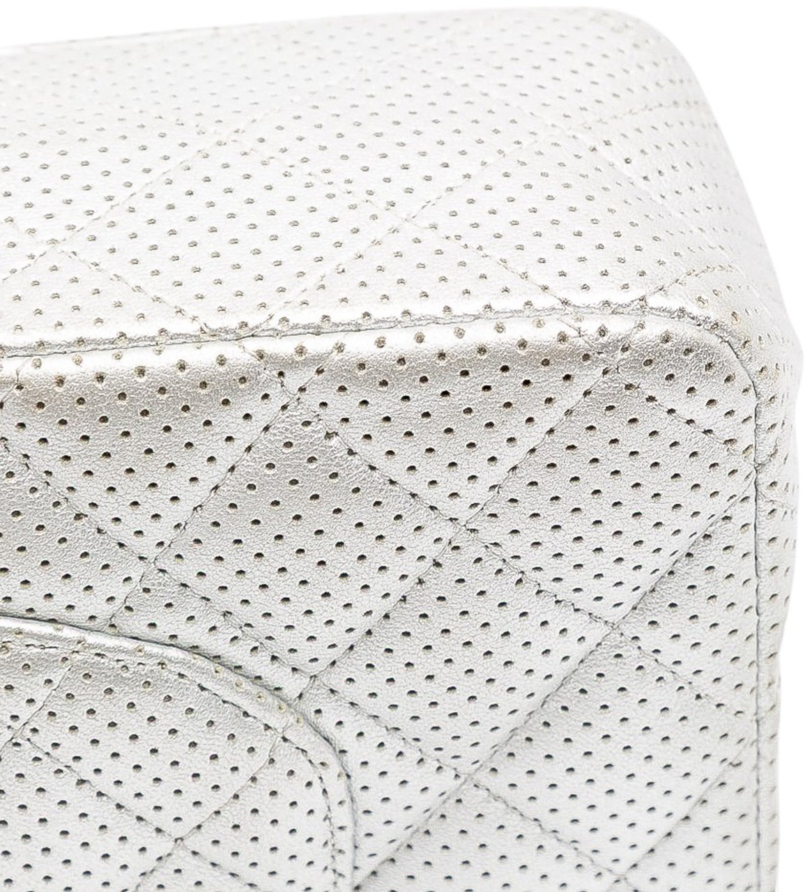 Chanel Medium Classic Perforated Lambskin Double Flap Zilver