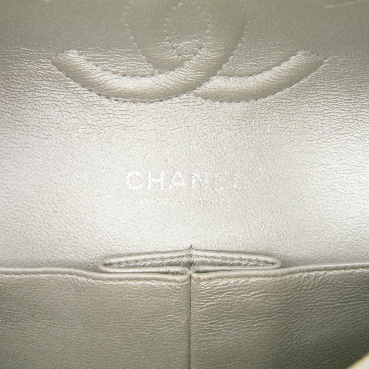 Chanel Medium Classic Perforated Lambskin Double Flap Zilver