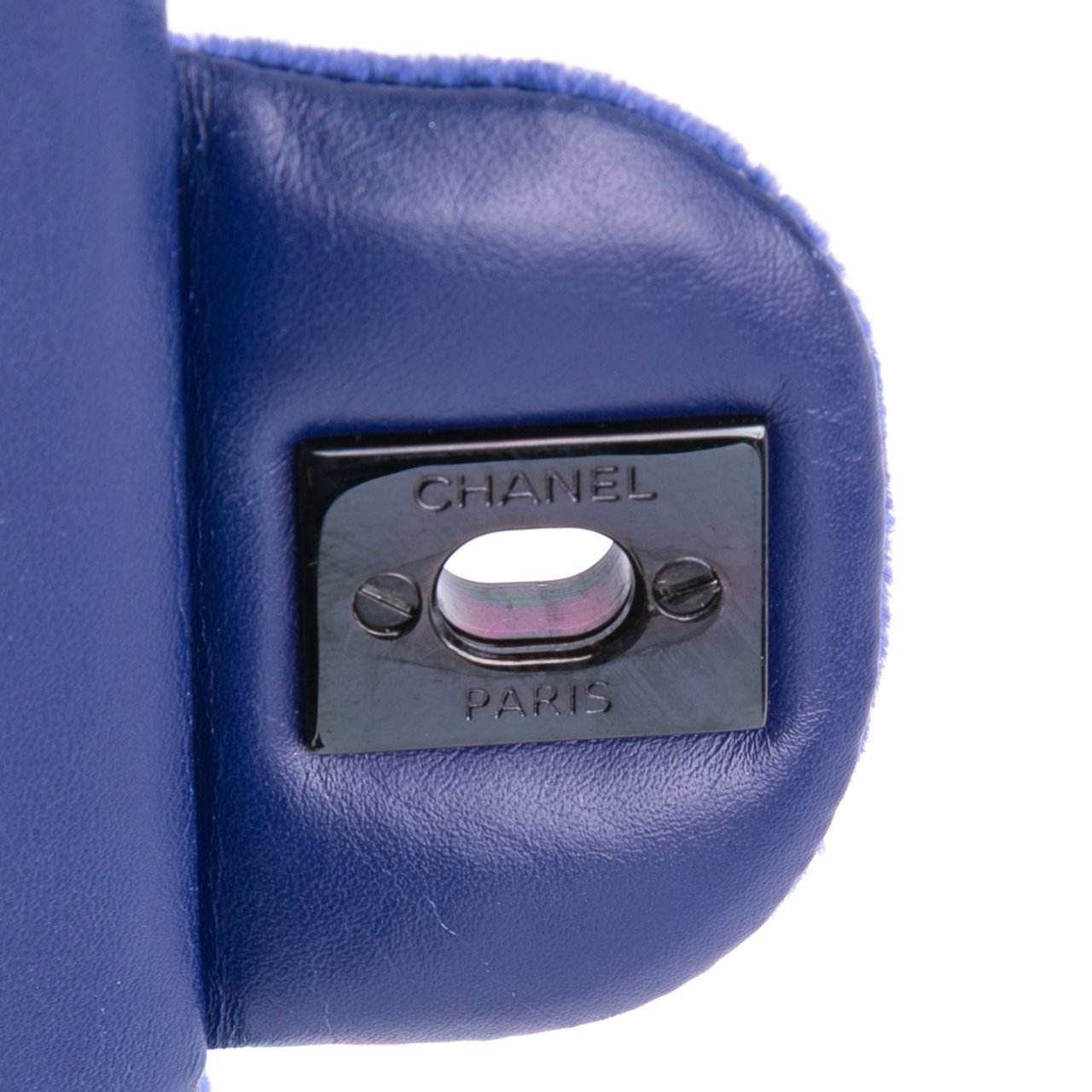 Chanel Medium Classic Velvet Double Flap Blauw